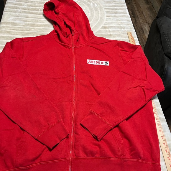Nike Other - Nike Red Full-Zip Hoodie with Just Do It Patch XL